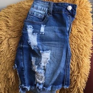 Ripped Jean Mini Skirt